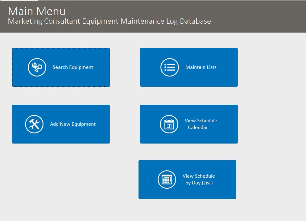 Marketing Consultant Equipment Maintenance Log Tracking Template | Equipment Database